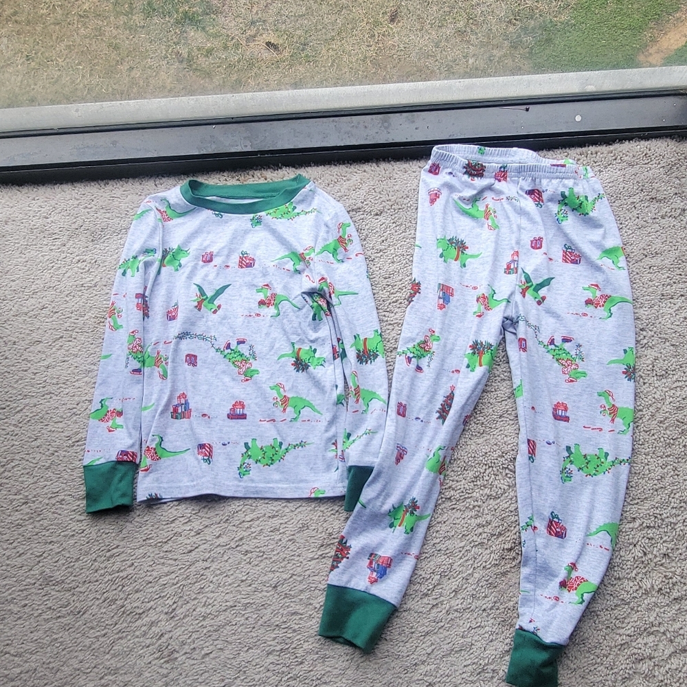 Let's Get Cozy Kids Dinosaur Pajama Set - Green Accents
